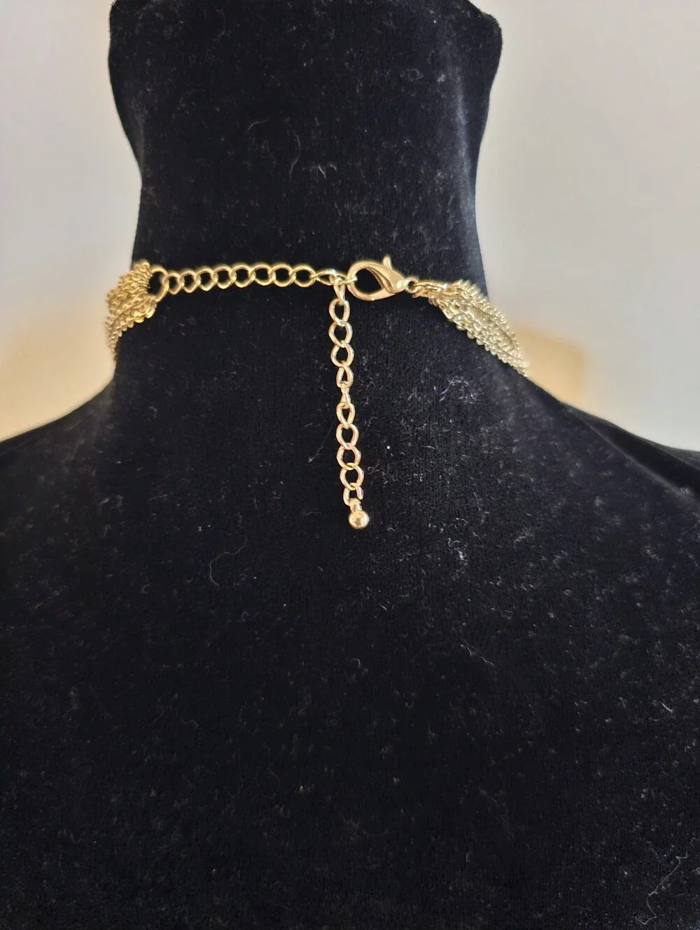Bold Orange Floral Statement Necklace - Gold Chain - Picture 3 of 3